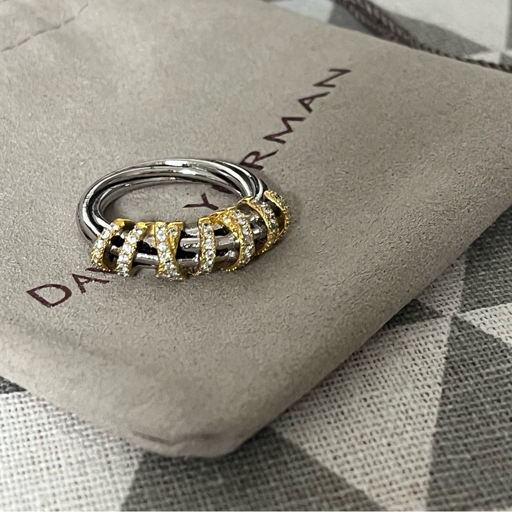 David Yurman Silver and Gold Ring sz8